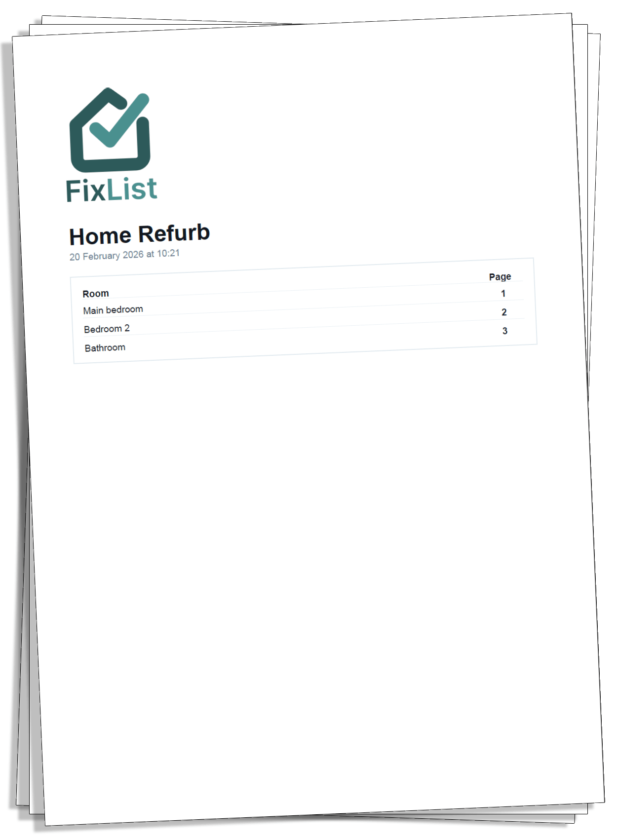 FixList PDF report preview stack